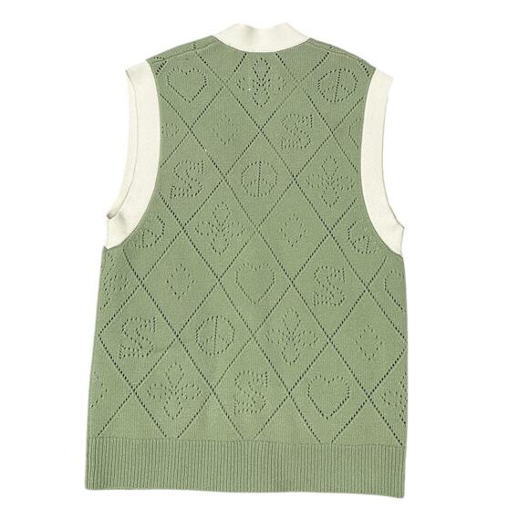NWT Sandro Espoir Long Pointelle Knit Vest in Green - Picture 5 of 6
